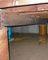 Mold and rot thriving in a dirt floor crawl space in Gatineau